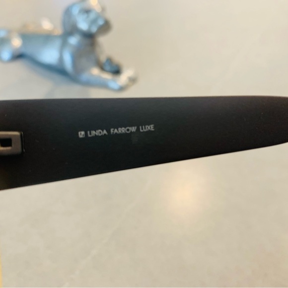 LINDA Farrow Luxe Leather Wrapped & Mat Black Sunglasses - Picture 11 of 11